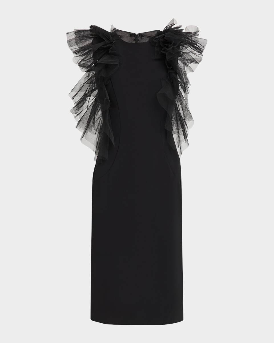 Ruffled Knee-Length Sheath Dress